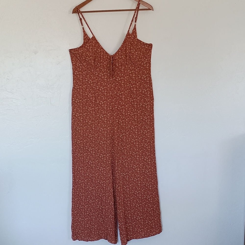 Elloh Rust Floral Wide-Leg Jumpsuit